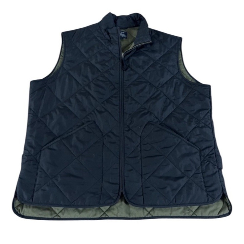 J Crew Walker Vest Mens XXL Black Full Zip Diamond Quilted Hiking Outdoors 47752